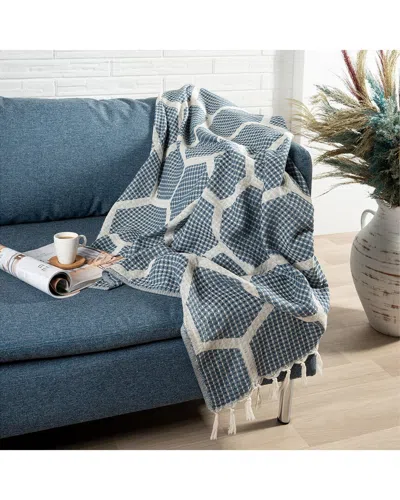 Lr Home Aarien Geometric Throw Blanket In Blue