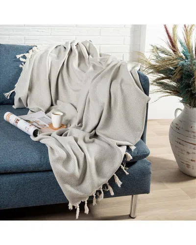 Lr Home Aarien Herringbone Throw Blanket In Grey