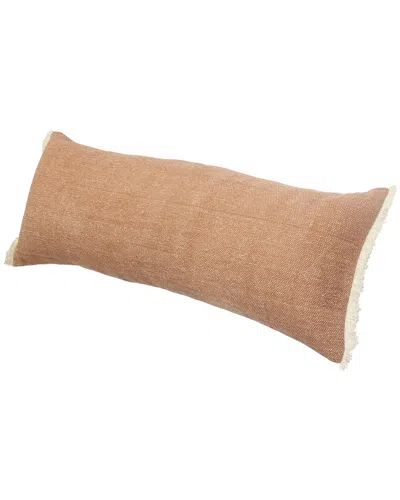 Lr Home Aarna Caramel Coated Fringed Throw Pillow In Orange