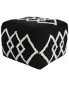 Lr Home Abigail Black/white Diamond Hand-woven Ottoman Pouf In Black
