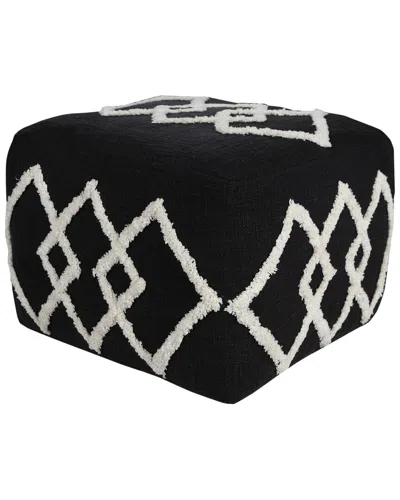 Lr Home Abigail Black/white Diamond Hand-woven Ottoman Pouf