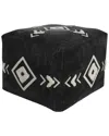 Lr Home Abigail Black/white Geometric Hand-woven Ottoman Pouf In Black