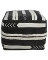 Lr Home Abigail Black/white Geometric Hand-woven Ottoman Pouf In Black