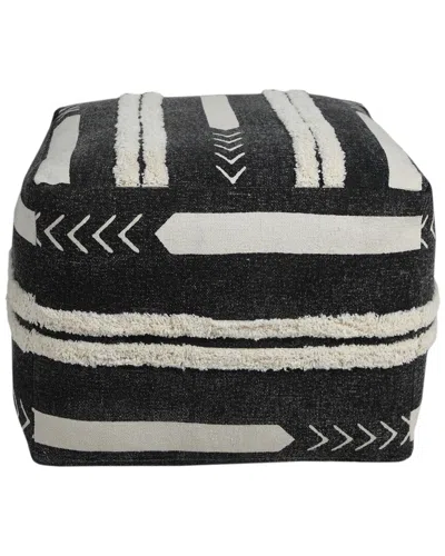 Lr Home Abigail Black/white Geometric Hand-woven Ottoman Pouf