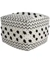 Lr Home Abigail White/black Chevron Hand-woven Ottoman Pouf In Black
