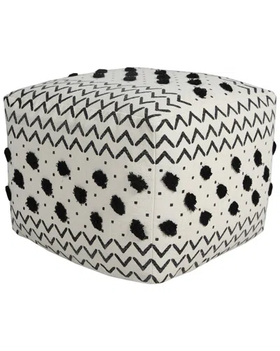 Lr Home Abigail White/black Chevron Hand-woven Ottoman Pouf