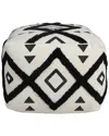 Lr Home Abigail White/black Diamond Hand-woven Ottoman Pouf In Black
