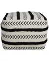 Lr Home Abigail White/black Striped Hand-woven Ottoman Pouf In Black