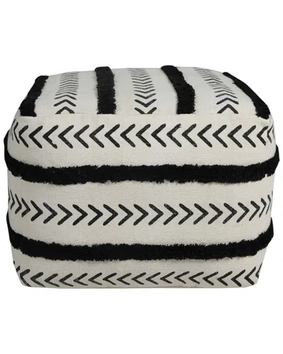 Lr Home Abigail White/black Striped Hand-woven Ottoman Pouf