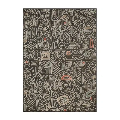 Lr Home Abstract Tribal Indoor Outdoor Rectangular Area Rug In Black