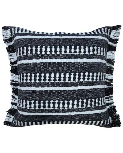 Lr Home Alton Dash Striped Indoor/outdoor Throw Pillow With Fringe In Black