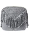Lr Home Amelia Grey Distressed Wool Blend Ottoman Pouf In Grey