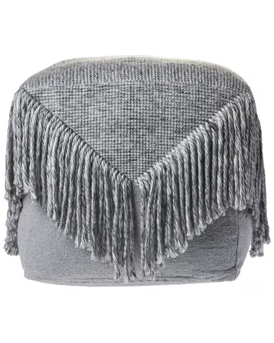 Lr Home Amelia Grey Distressed Wool Blend Ottoman Pouf