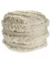 Lr Home Amelia Ivory/beige Striped Hand-woven Ottoman Pouf In White
