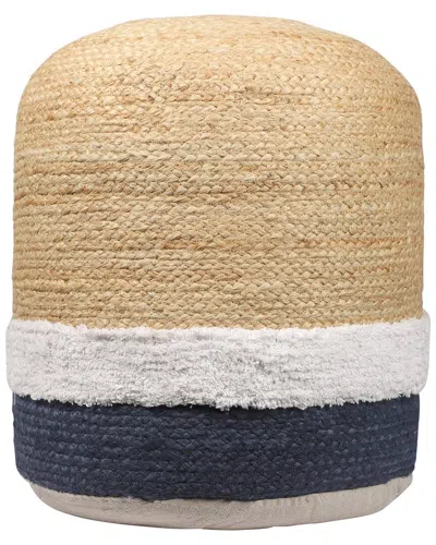 Lr Home Anika Coastal Tufted Striped Handmade Textured Jute Pouf In Brown