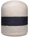 Lr Home Anika Costal Bold Striped Handmade Textured Jute Pouf In Neutral
