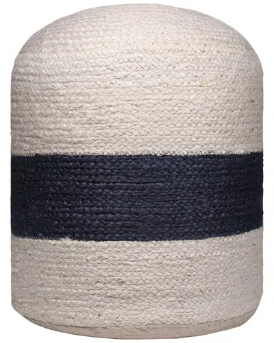 Lr Home Anika Costal Bold Striped Handmade Textured Jute Pouf In Neutral