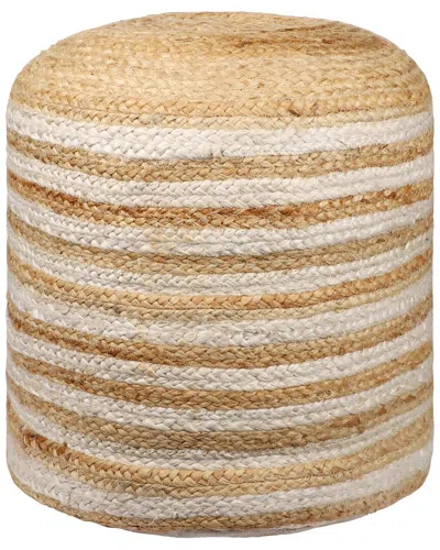 Lr Home Anika Modern Farmhouse Striped Handmade Textured Jute Pouf In Gold