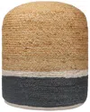 Lr Home Anika Modern Farmhouse Striped Handmade Textured Jute Pouf In Brown