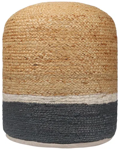 Lr Home Anika Modern Farmhouse Striped Handmade Textured Jute Pouf In Brown