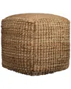 Lr Home Anika Transitional Braided Handmade Textured Jute Pouf In Brown