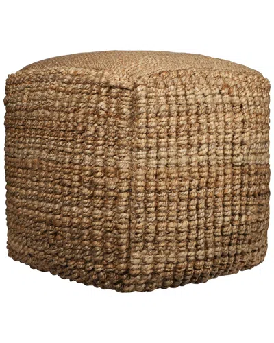 Lr Home Anika Transitional Braided Handmade Textured Jute Pouf In Brown