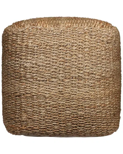 Lr Home Anika Transitional Woven Handmade Textured Jute Pouf In Brown