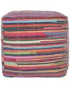 Lr Home Anna Multicolor Striped Cotton Cube Pouf