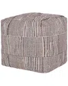 Lr Home Anna Natural/cream Geometric Cotton/jute Cube Pouf