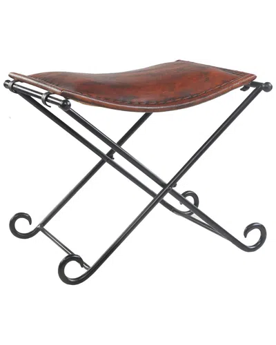 Lr Home Annes Leather Classic Upholstered Stool In Multi