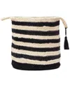 Lr Home Annie Striped Jute Decorative Basket In White