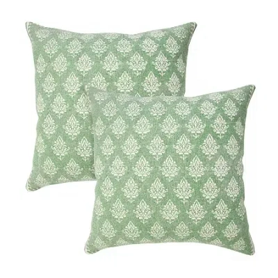 Lr Home Ara Border Set Square Throw Pillow In Green