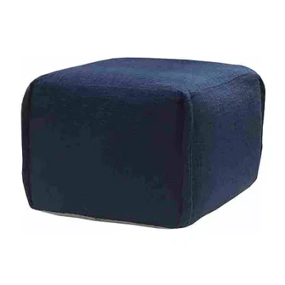 Lr Home Arbor Handmade Cotton Medium Pouf Ottoman In Blue