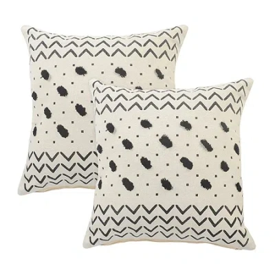 Lr Home Ari Trib Set 2 Square Throw Pillow In White