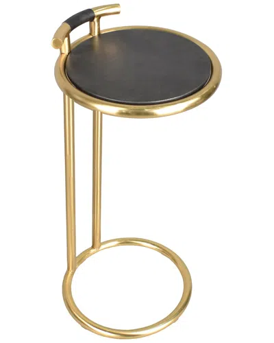 Lr Home Arlyn Modern Leather Top Handmade C Table In Multi