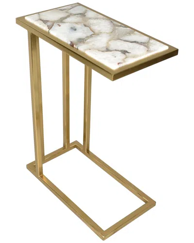 Lr Home Arlyn Modern Marble Top Handmade C Table In Gold