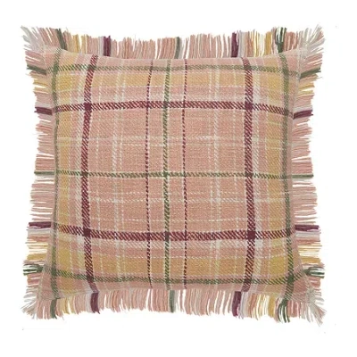 Lr Home Astra Plaid Square Throw Pillow In Pink