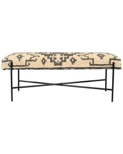Lr Home Bailey Geometric Transitional Handmade Accent Bench In Black