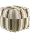 Lr Home Bauhaus Contemporary Color Block Handmade Woven Wool Pouf In Green