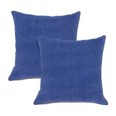 Lr Home Bea Solid Set Square Throw Pillow In Blue