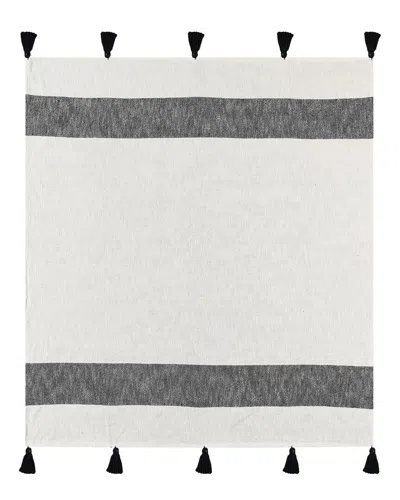 Lr Home Belinda Striped Hand-woven Throw Blanket In Blue