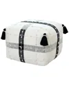 Lr Home Black And Ivory Modern Textured Plaid Pouf Ottoman In Black