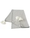 Lr Home Black And Ivory Striped Throw Blanket With Tassels In Black