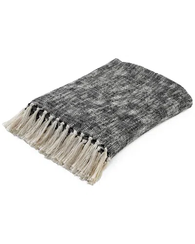 Lr Home Black Boho Chambray Throw Blanket With Fringe In Multi