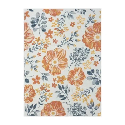 Lr Home Bless Floral 24"x96" Indoor Outdoor Rectangular Runner In Blue