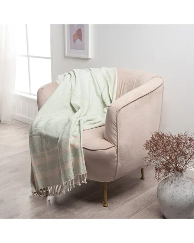 Lr Home Blessing Striped Organic Throw Blanket In Green