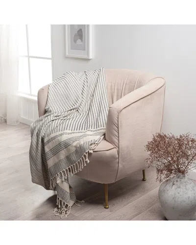 Lr Home Blessing Striped Organic Throw Blanket In Blue