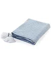 Lr Home Blue And Ivory Striped Throw Blanket With Tassels In Blue