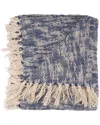 Lr Home Blue Boho Chambray Throw Blanket With Fringe In Blue