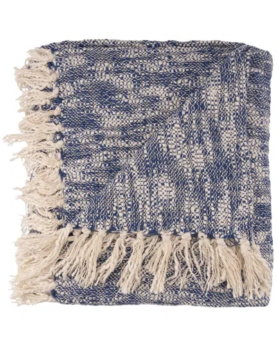 Lr Home Blue Boho Chambray Throw Blanket With Fringe